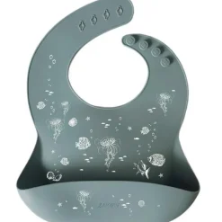 New Zakuw Bavoir en silicone à poche Océan