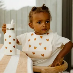 Bavoir en silicone Coeurs Crème|Atelier Wagram