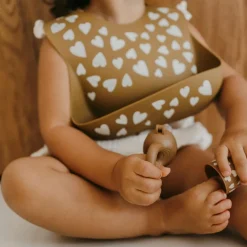 New Zakuw Bavoir en silicone Fall In Love camel