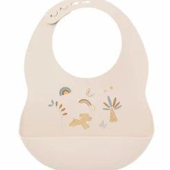 Bavoir en silicone imprimé beige-jaune|Nattou