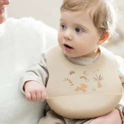 Bavoir en silicone imprimé beige-jaune|Nattou