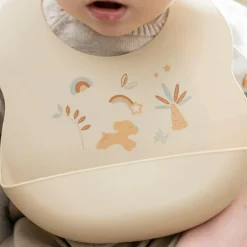 Bavoir en silicone imprimé beige-jaune|Nattou