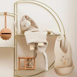 Bavoir en silicone imprimé beige-jaune|Nattou