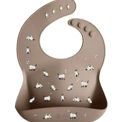 Discount Zakuw Bavoir en silicone Minouche taupe