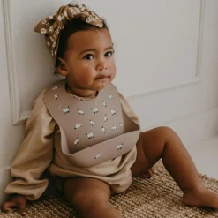 Discount Zakuw Bavoir en silicone Minouche taupe