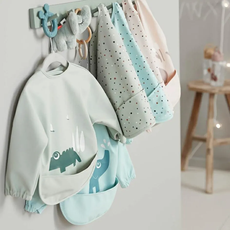 Bavoir manches avec poche Happy dots Vert|Done by Deer Outlet