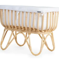 Berceau rectangulaire en rotin et habillage en jersey écru|Childhome Discount