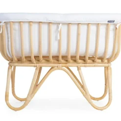 Berceau rectangulaire en rotin et habillage en jersey écru|Childhome Discount