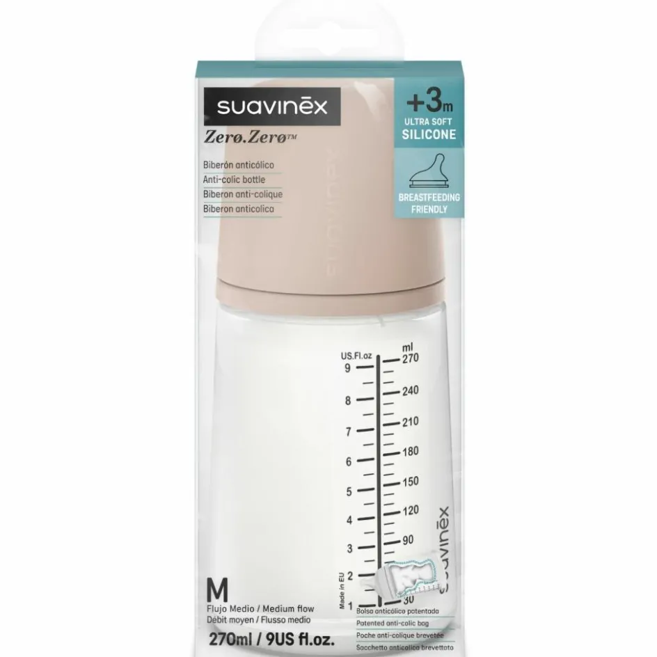 Biberon anti-colique Zerø.Zerø - Débit Moyen - M Medium (270 ml)|Suavinex New