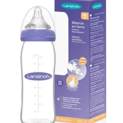 Biberon en verre Natural Wave spécial allaitement (240 ml)|Lansinoh Outlet