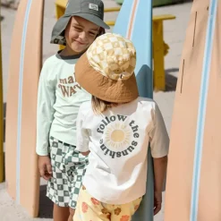 Sale Lässig Bob anti-UV motifs à carreaux vanille et écru vanilla et sea salt (19-36 mois)