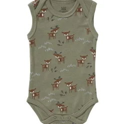 Hot Fresk Body sans manches en coton bio Deer olive (6-12 mois : 67 à 74 cm)