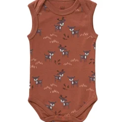 Outlet Fresk Body sans manches en coton bio Deer amber brown (0-3 mois : 50 à 60 cm)