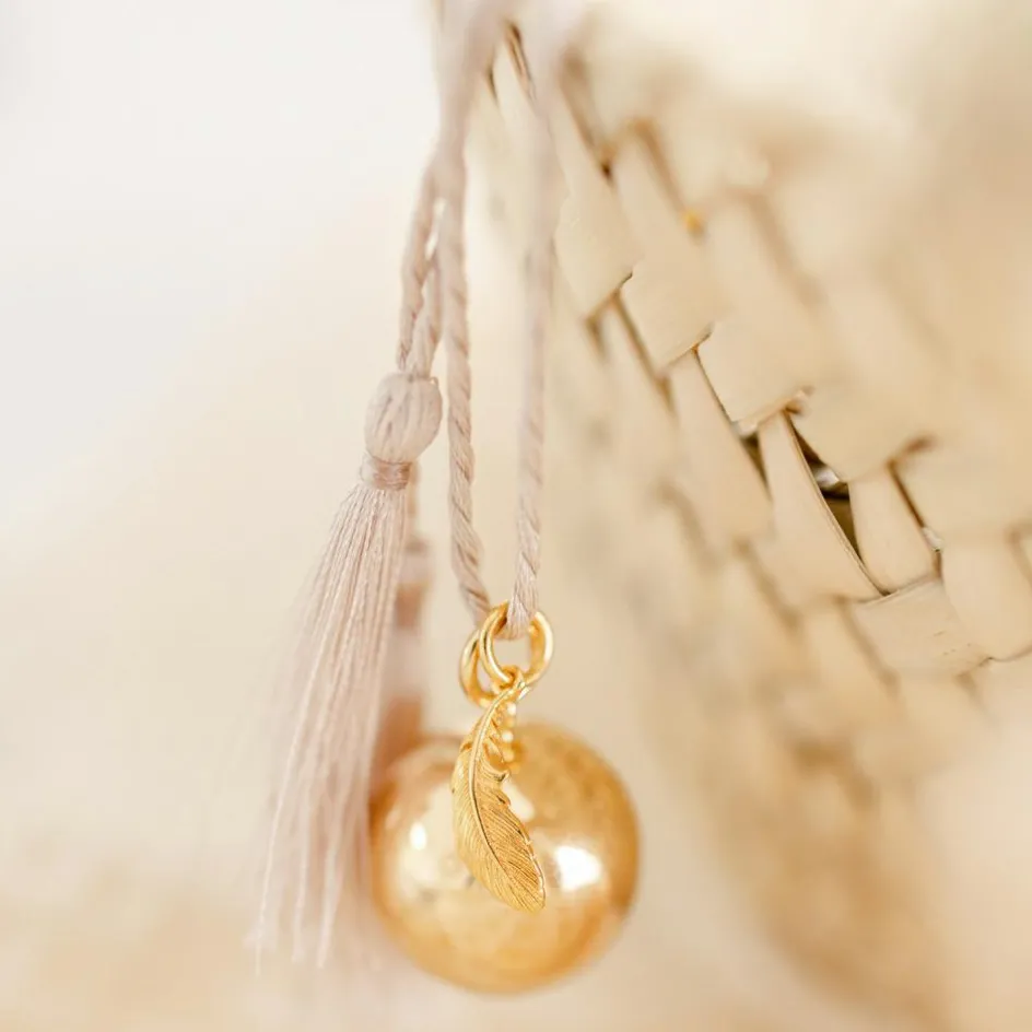 Clearance Pleine Lune Bola de grossesse Gri-Gri Plume cordon biscuit (or jaune 18 carats)