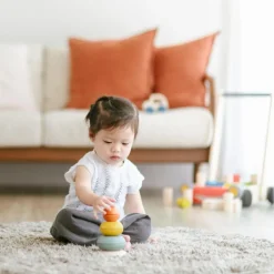 Online Plan Toys Bols à empiler en bois d'hévéa