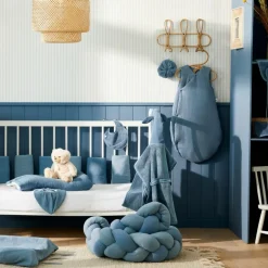 Bonnet de naissance doublé pur coton Mon cœur est à Maman pierre bleue|BB & Co