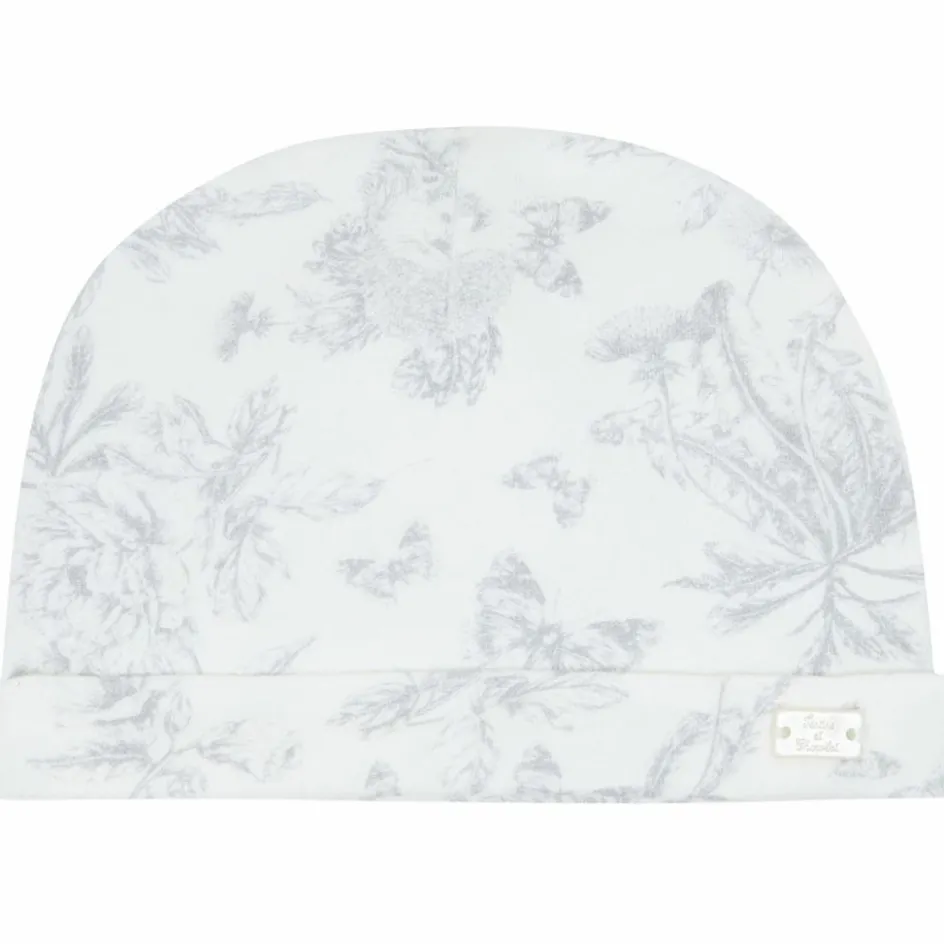 Bonnet de naissance Toile de Jouy gris|Tartine et Chocolat New