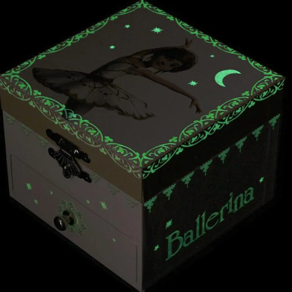 Boîte à bijoux musicale cube phosphorescente Ballerina|Trousselier