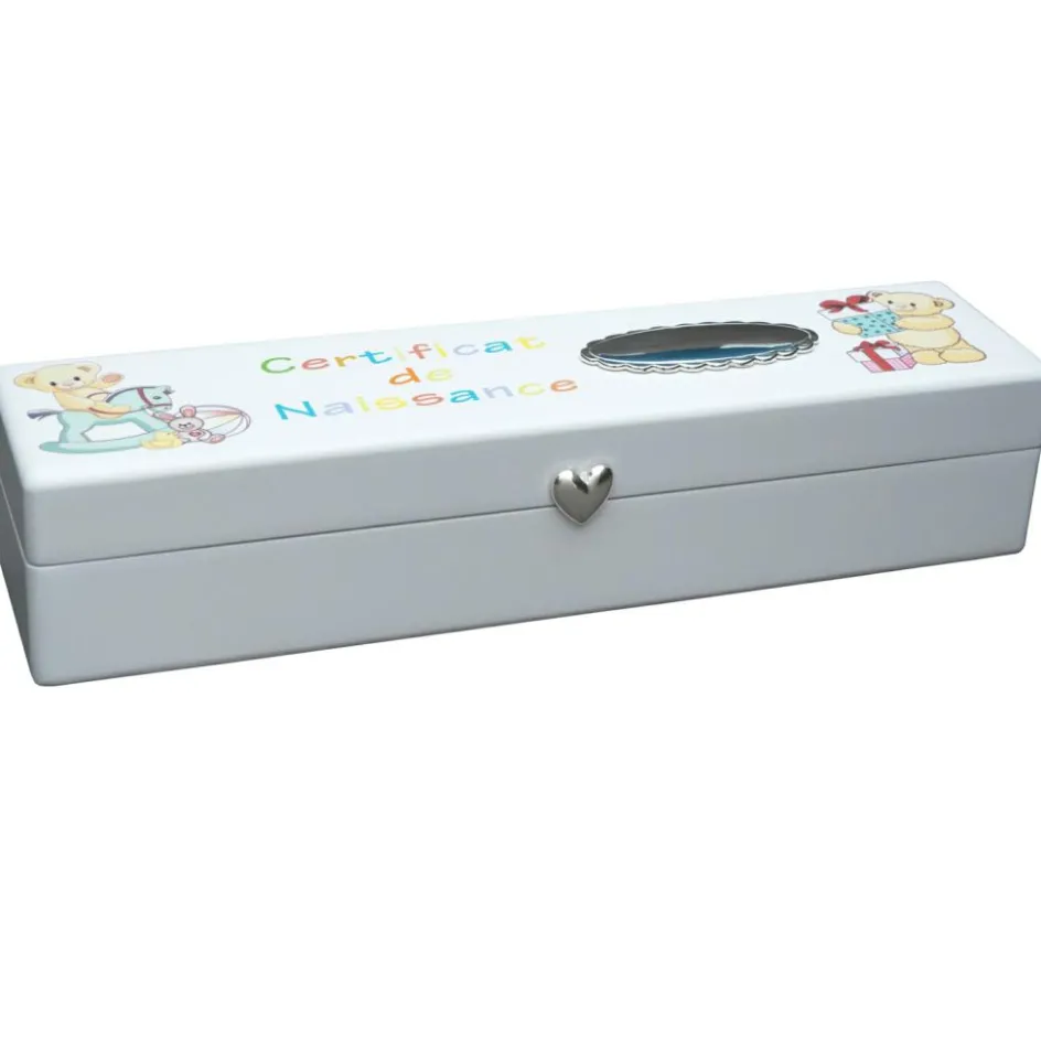 Sale Daniel Crégut Boîte souvenir certificat de naissance Oursons personnalisable (métal argenté)
