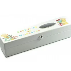 Sale Daniel Crégut Boîte souvenir certificat de naissance Oursons personnalisable (métal argenté)