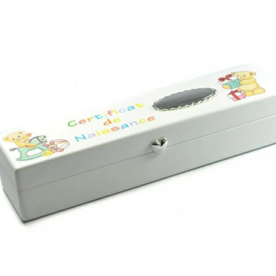 Sale Daniel Crégut Boîte souvenir certificat de naissance Oursons personnalisable (métal argenté)