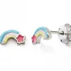 Clearance Baby bijoux Boucles d'oreilles Arc-en-ciel (argent)