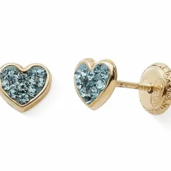 Online Baby bijoux Boucles d'oreilles Coeur bleu (or jaune 375°)