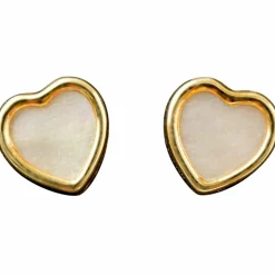 Boucles d'oreilles coeur nacre (or jaune 750°)|Daniel Crégut Online
