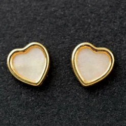Boucles d'oreilles coeur nacre (or jaune 750°)|Daniel Crégut Online