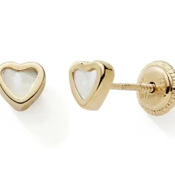 Boucles d'oreilles Coeur nacré (or jaune 375°)|Baby bijoux Outlet