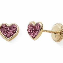 Clearance Baby bijoux Boucles d'oreilles Coeur rose (or jaune 375°)