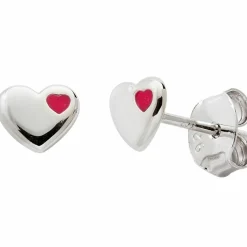 Boucles d'oreilles Cœur laqué Rouge (argent)|Baby bijoux Outlet