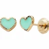 Boucles d'oreilles Cœur laqué Vert (or jaune 375°)|Baby bijoux Outlet
