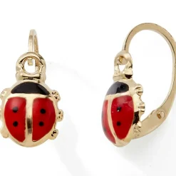 Baby bijoux Boucles d'oreilles dormeuses Coccinelle (or jaune 375°)