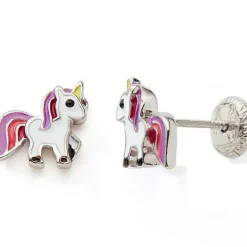 Boucles d'oreilles Easy Viss Licorne laqué (argent 925)|Baby bijoux Discount