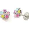 Boucles d'oreilles Easy Viss Fleur multicolore (argent 925)|Baby bijoux Best
