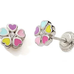 Boucles d'oreilles Easy Viss Fleur multicolore (argent 925)|Baby bijoux Best