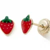 Clearance Baby bijoux Boucles d'oreilles Fraise (or jaune 375°)