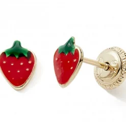 Clearance Baby bijoux Boucles d'oreilles Fraise (or jaune 375°)