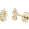 Boucles d'oreilles tête de licorne (or jaune 375°)|Baby bijoux Discount