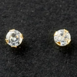 Boucles d'oreilles Zircon 3 mm (or jaune 750°)|Daniel Crégut Outlet