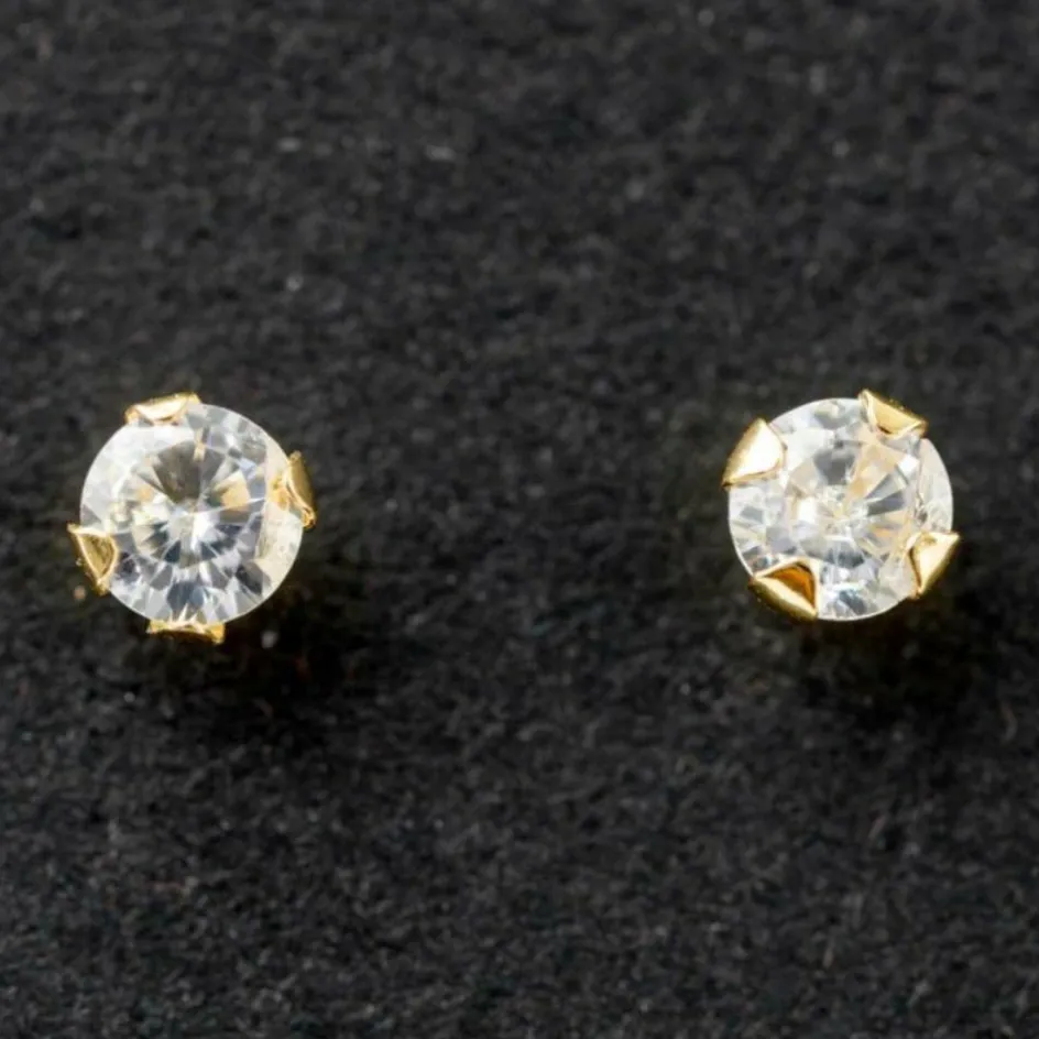 Boucles d'oreilles Zircon 3 mm (or jaune 750°)|Daniel Crégut Outlet