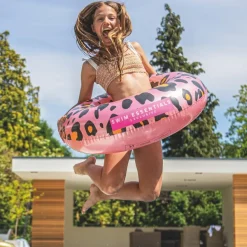 Swim Essentials Bouée Léopard rose et doré (55 cm)