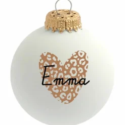 Boule de Noël Coeur léopard (personnalisable)|Baubels Online