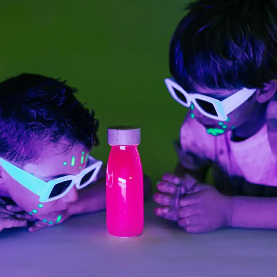 Bouteille sensorielle à paillettes Float Rose fluorescente|Petit Boum New