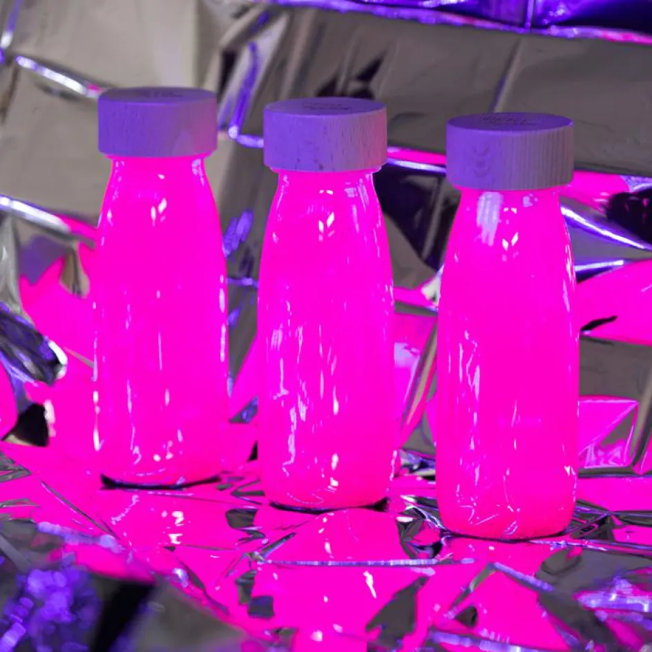Bouteille sensorielle à paillettes Float Rose fluorescente|Petit Boum New