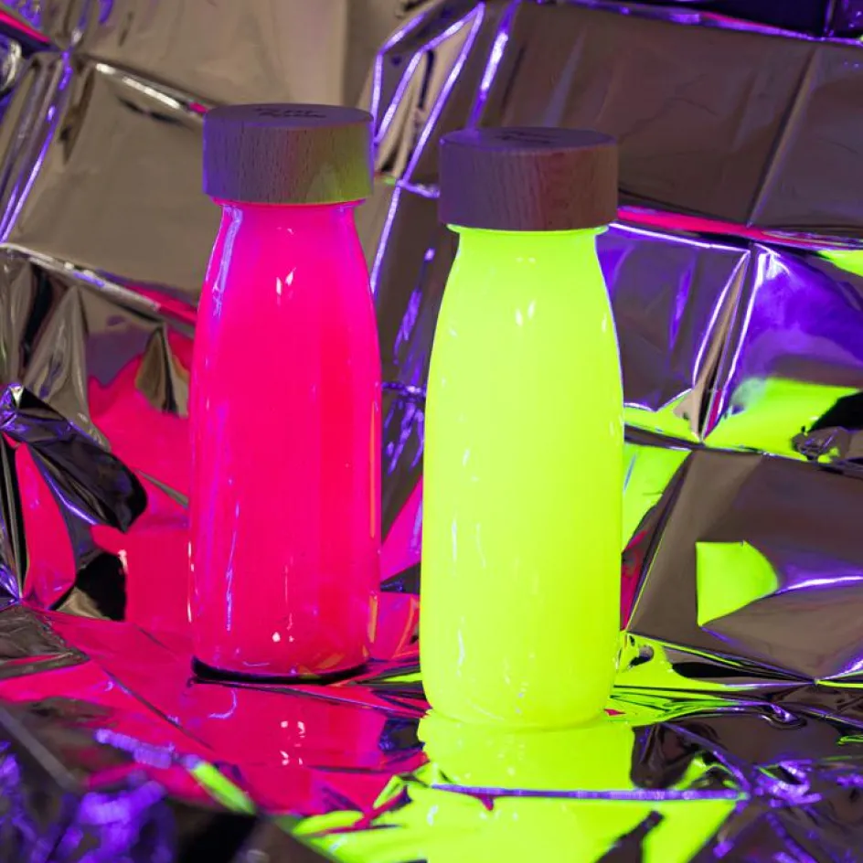 Bouteille sensorielle à paillettes Float Rose fluorescente|Petit Boum New
