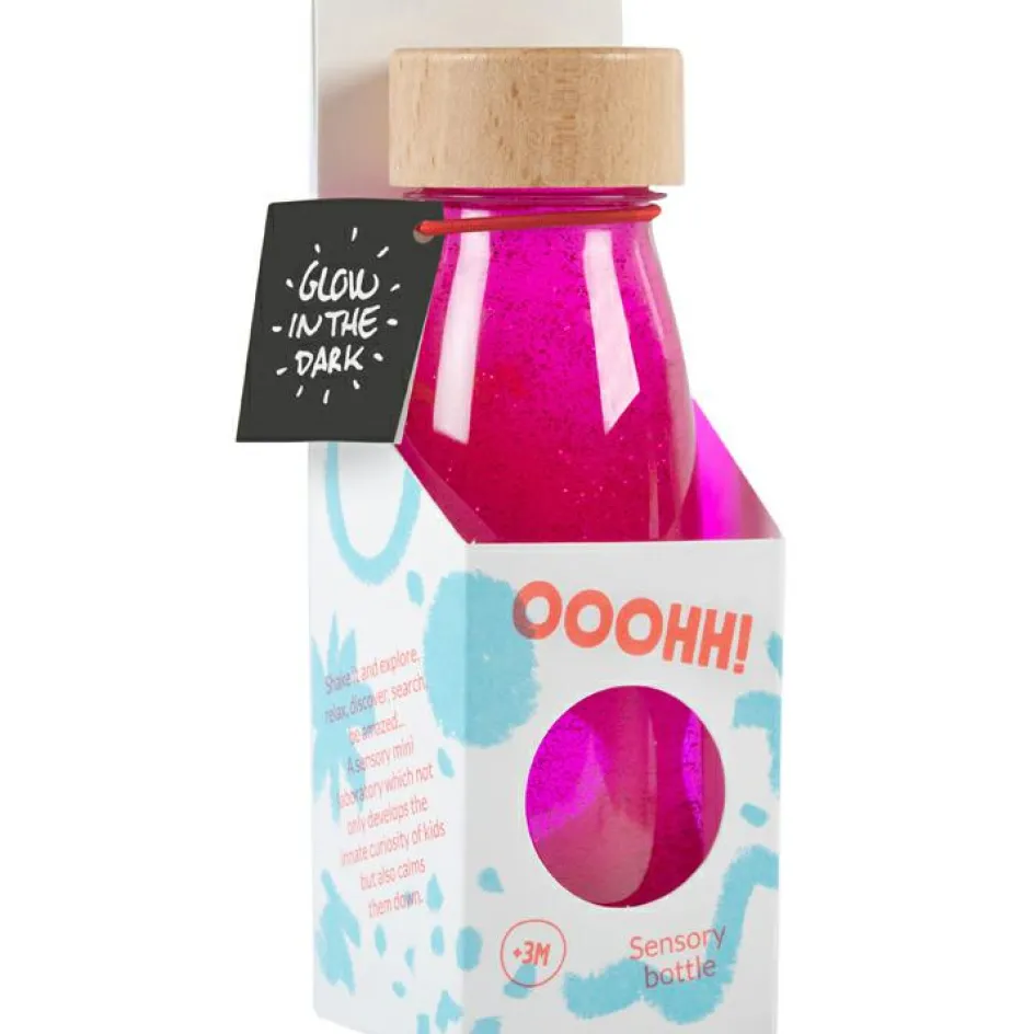 Bouteille sensorielle à paillettes Float Rose fluorescente|Petit Boum New