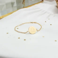 Hot Petits trésors Bracelet chaîne médaille Balance personnalisable (plaqué or)