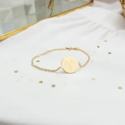 Hot Petits trésors Bracelet chaîne médaille Bélier personnalisable (plaqué or)